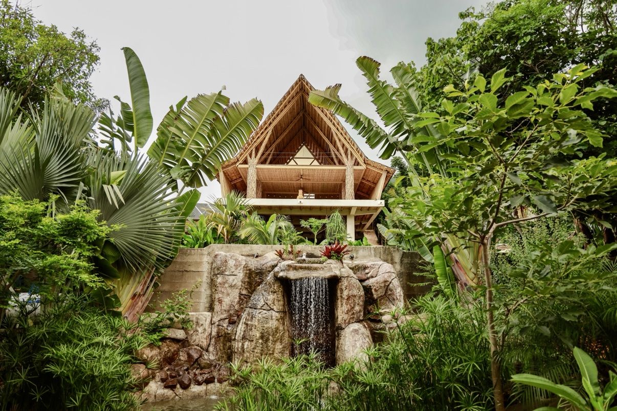 The retreat venue, a bamboo lodge surrounded by jungle