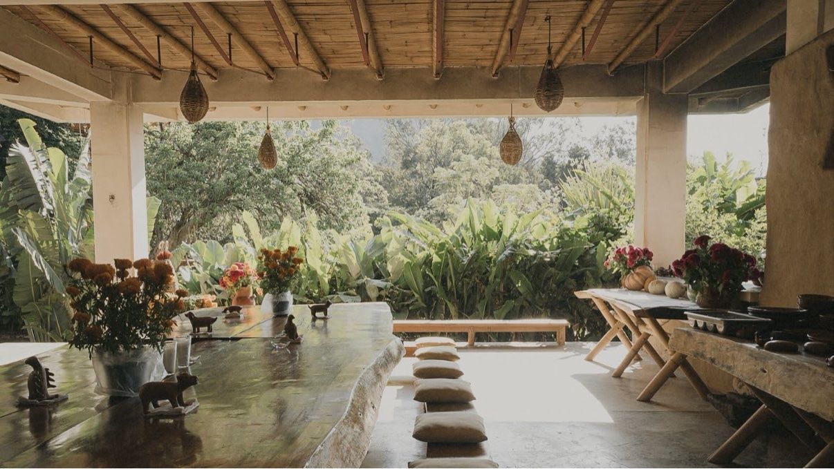 The open-air gathering and eating space